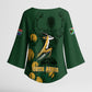 South Africa Rugby Pride Kimono Sleeve Blouse Springbok With King Protea