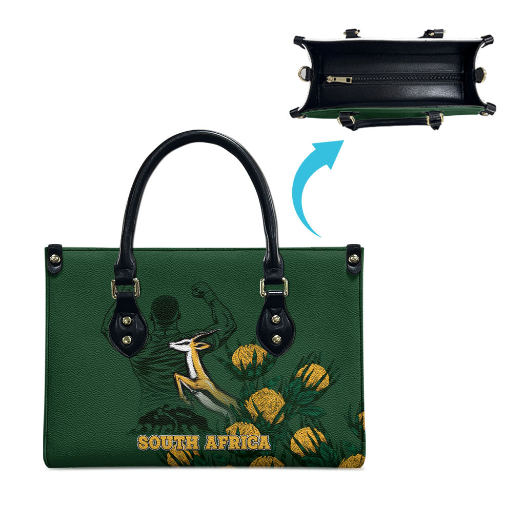 South Africa Rugby Pride Leather Bag Springbok With King Protea