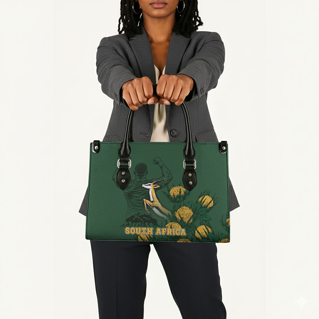 South Africa Rugby Pride Leather Bag Springbok With King Protea