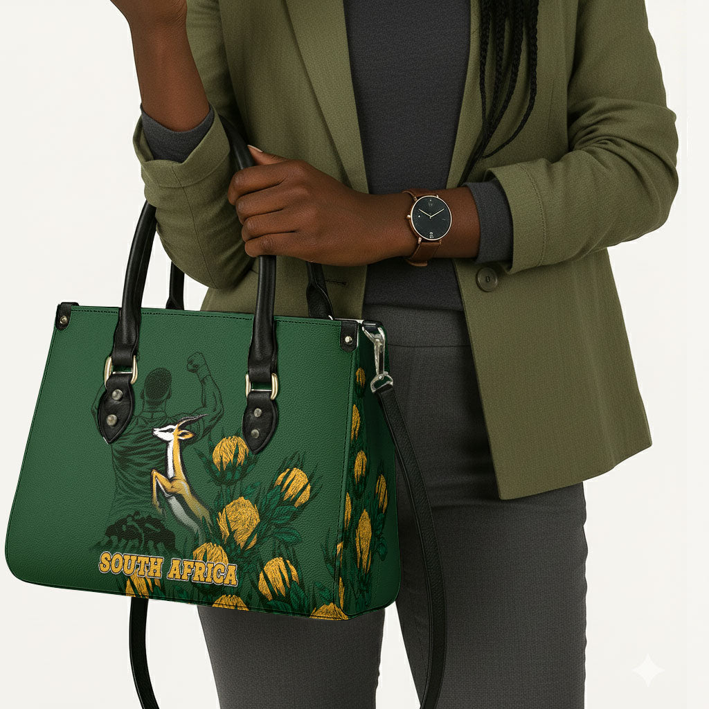 South Africa Rugby Pride Leather Bag Springbok With King Protea