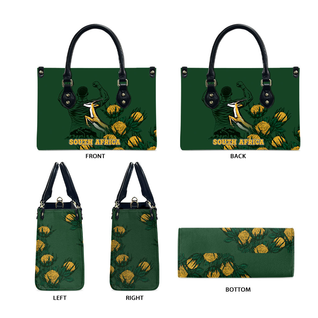 South Africa Rugby Pride Leather Bag Springbok With King Protea