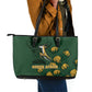 South Africa Rugby Pride Leather Tote Bag Springbok With King Protea