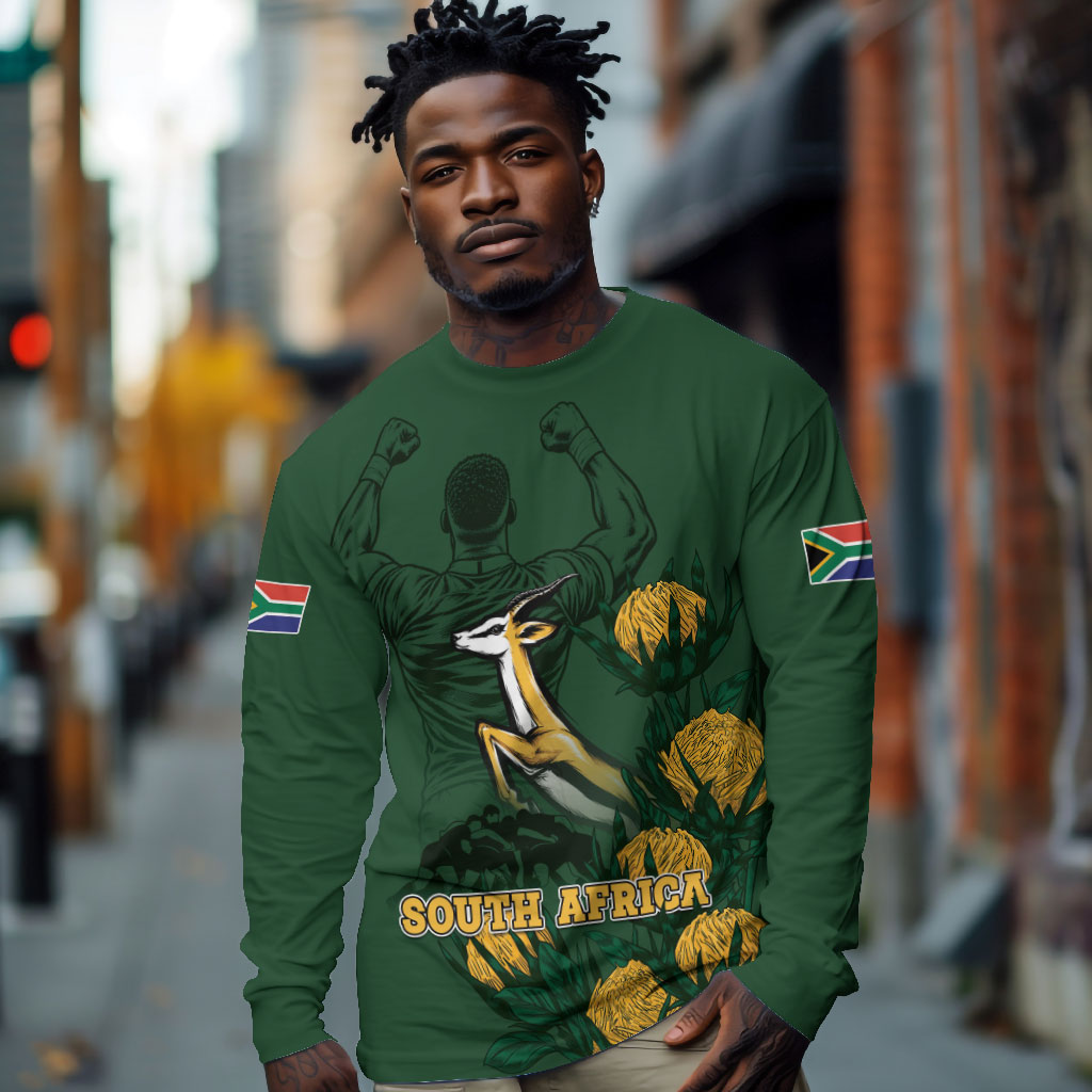 South Africa Rugby Pride Long Sleeve Shirt Springbok With King Protea