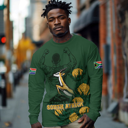 South Africa Rugby Pride Long Sleeve Shirt Springbok With King Protea