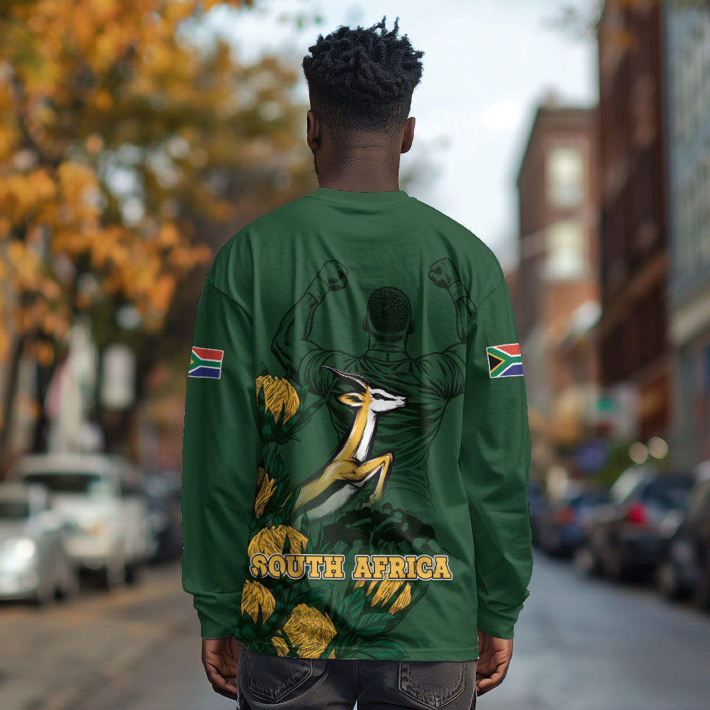 South Africa Rugby Pride Long Sleeve Shirt Springbok With King Protea