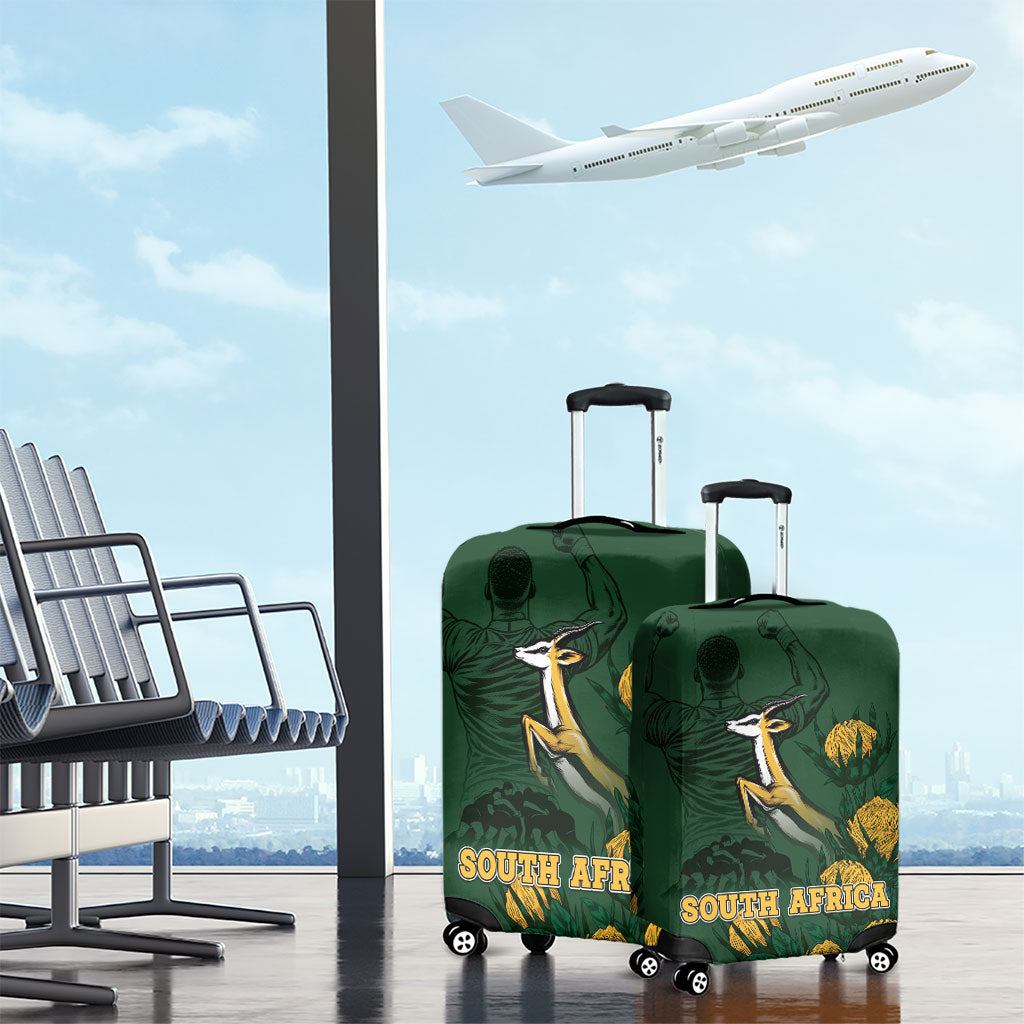 South Africa Rugby Pride Luggage Cover Springbok With King Protea