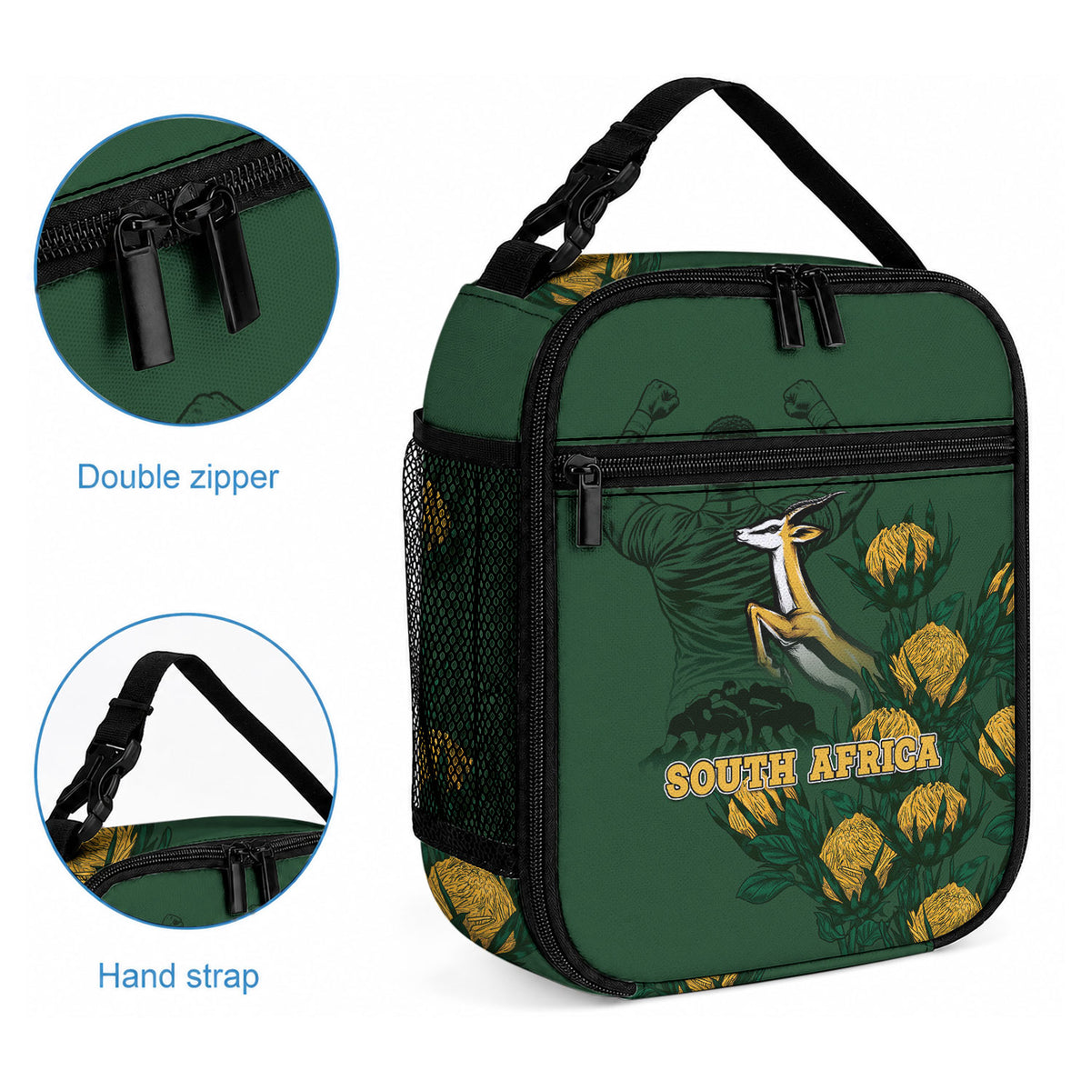 South Africa Rugby Pride Lunch Bag Springbok With King Protea