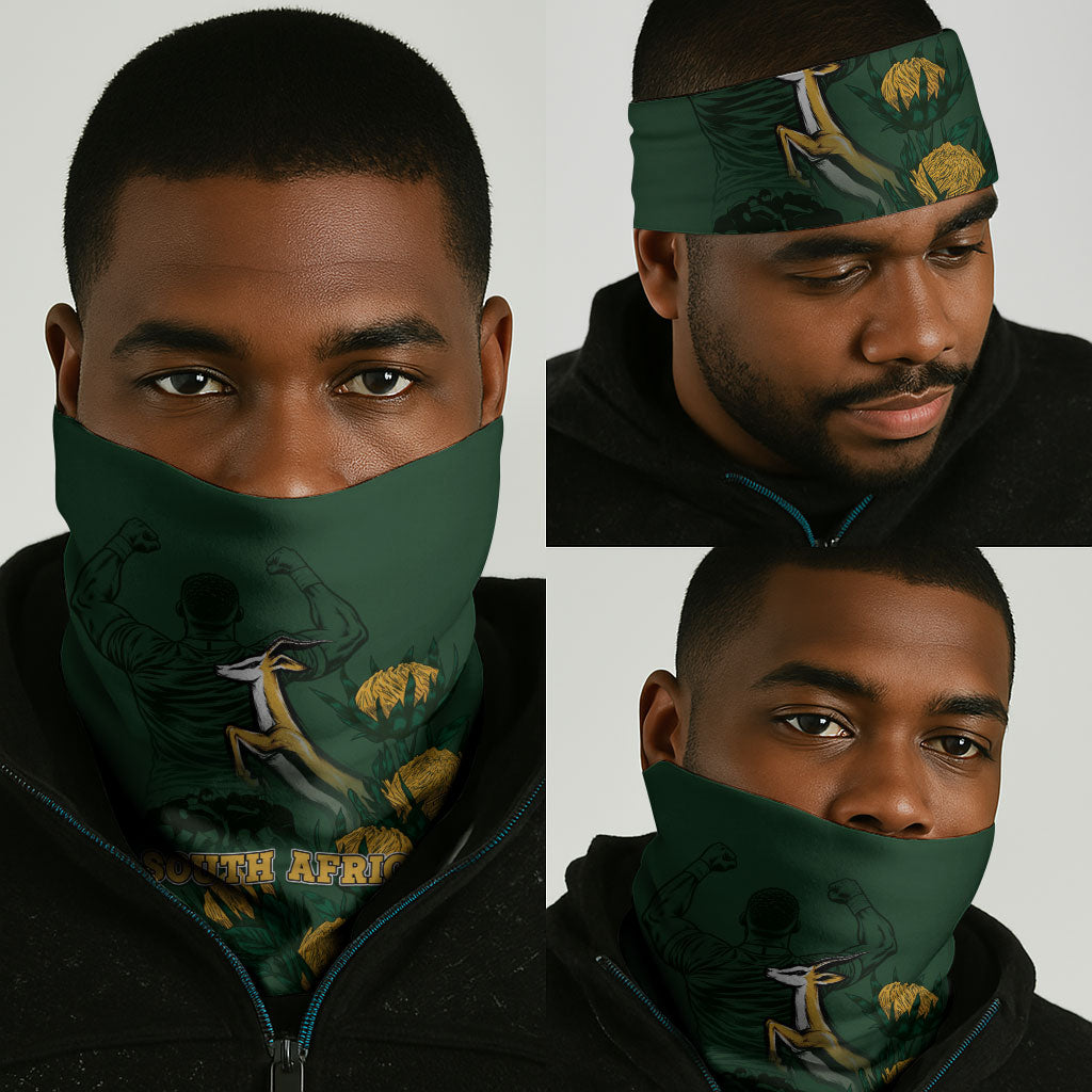 South Africa Rugby Pride Neck Gaiter Springbok With King Protea