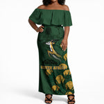 South Africa Rugby Pride Off Shoulder Maxi Dress Springbok With King Protea
