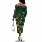 South Africa Rugby Pride Off The Shoulder Long Sleeve Dress Springbok With King Protea