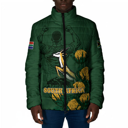 South Africa Rugby Pride Padded Jacket Springbok With King Protea