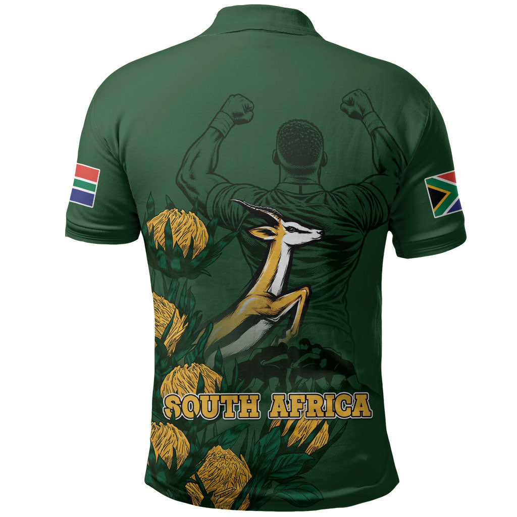 South Africa Rugby Pride Polo Shirt Springbok With King Protea