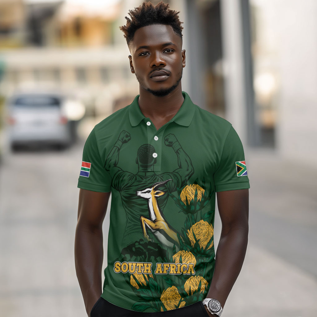 South Africa Rugby Pride Polo Shirt Springbok With King Protea