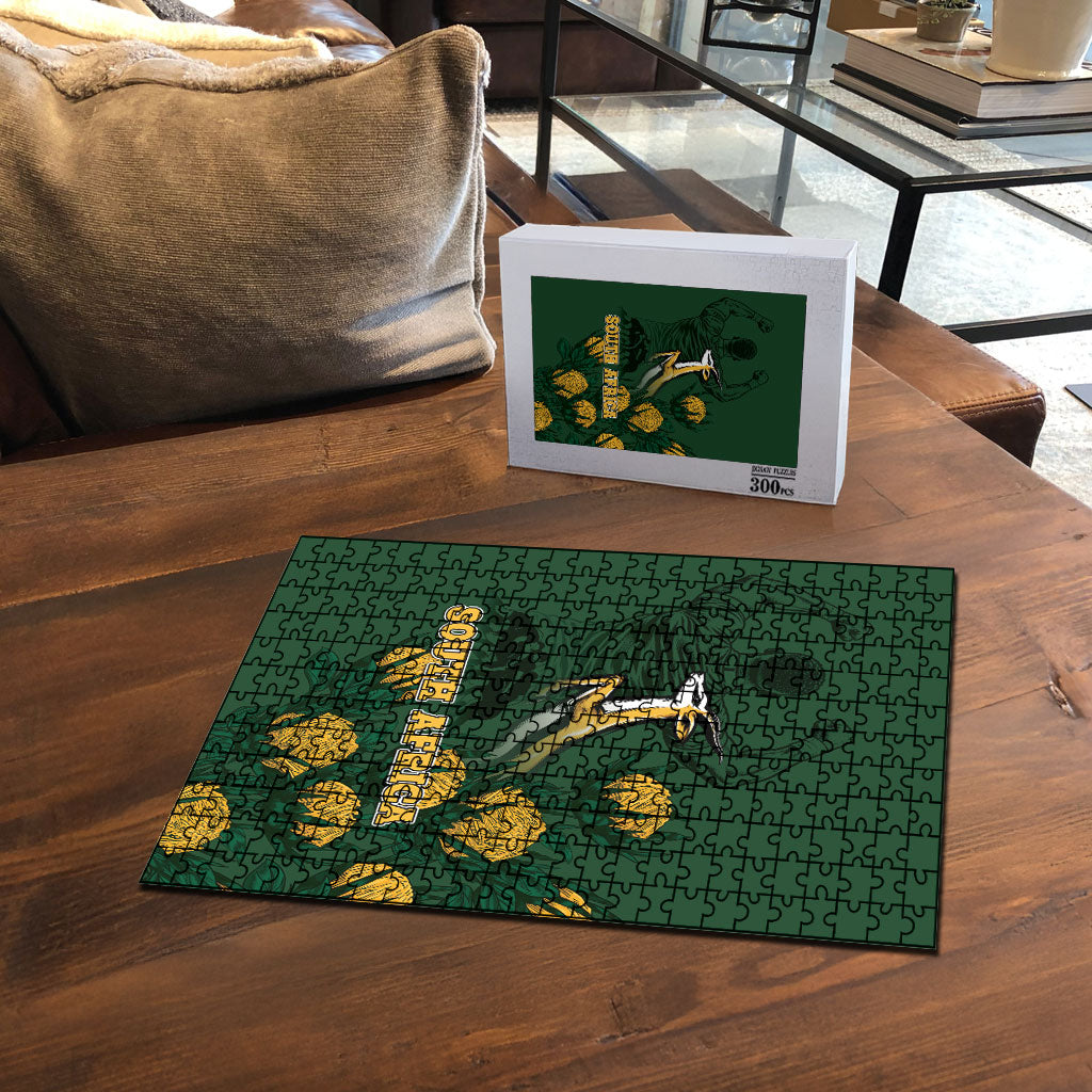 South Africa Rugby Pride Puzzle Springbok With King Protea