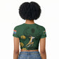 South Africa Rugby Pride Raglan Cropped T shirt Springbok With King Protea