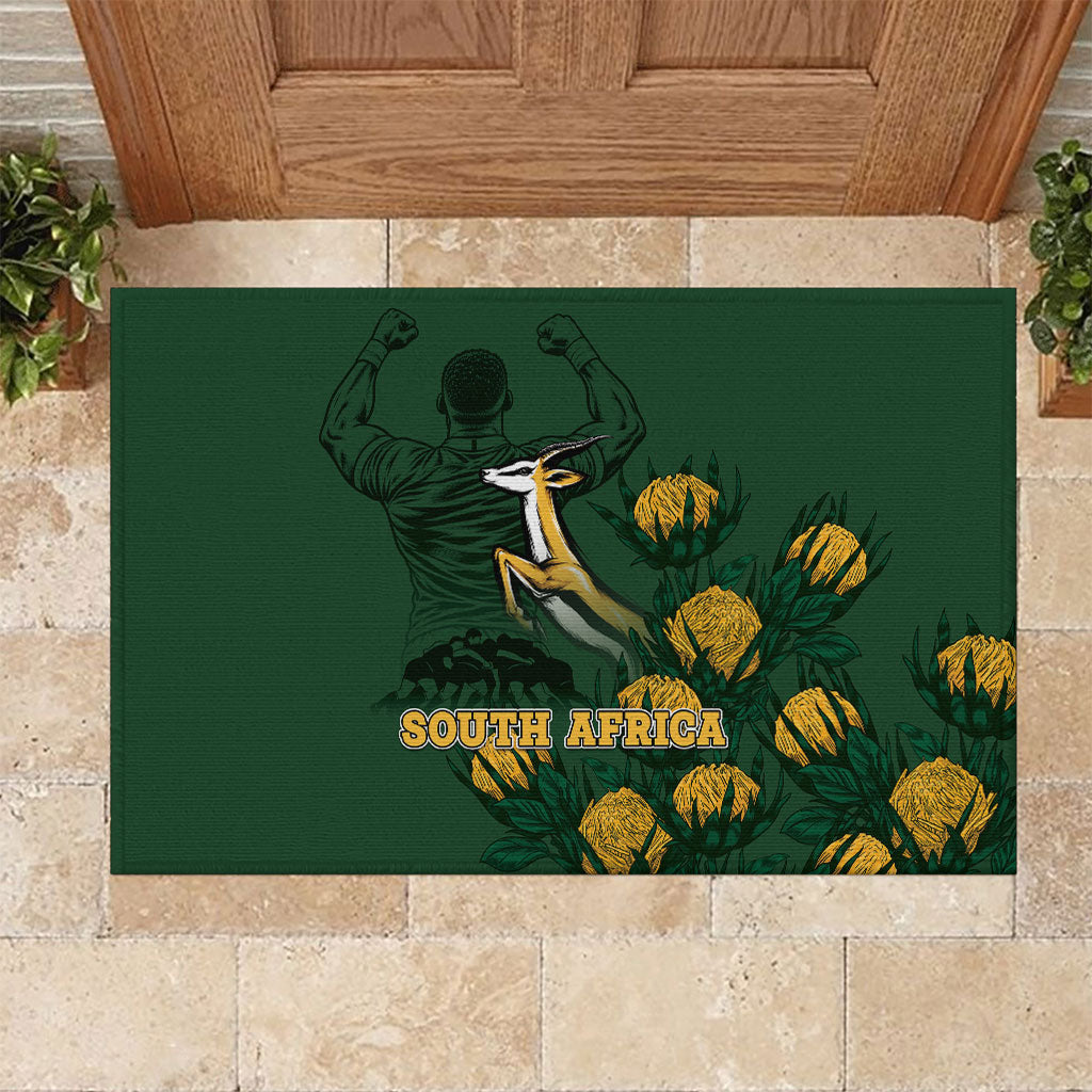 South Africa Rugby Pride Rubber Doormat Springbok With King Protea