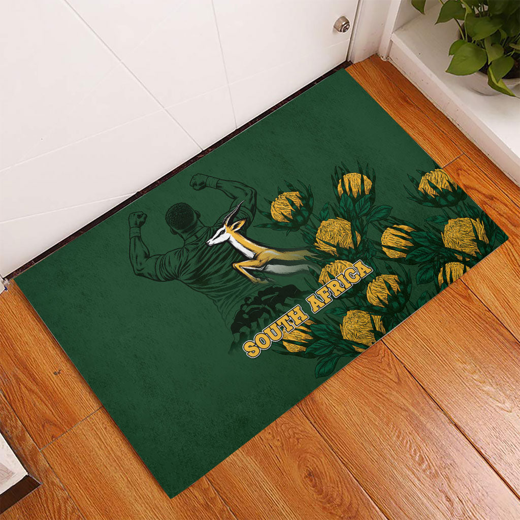 South Africa Rugby Pride Rubber Doormat Springbok With King Protea