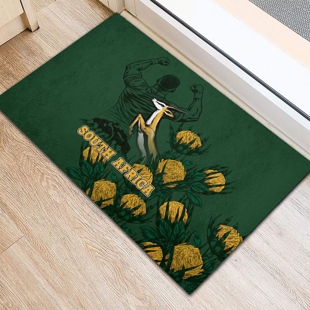 South Africa Rugby Pride Rubber Doormat Springbok With King Protea