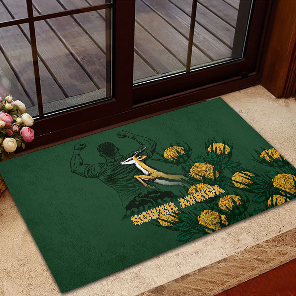 South Africa Rugby Pride Rubber Doormat Springbok With King Protea