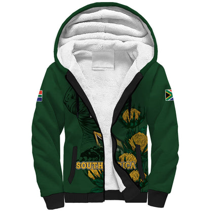 South Africa Rugby Pride Sherpa Hoodie Springbok With King Protea