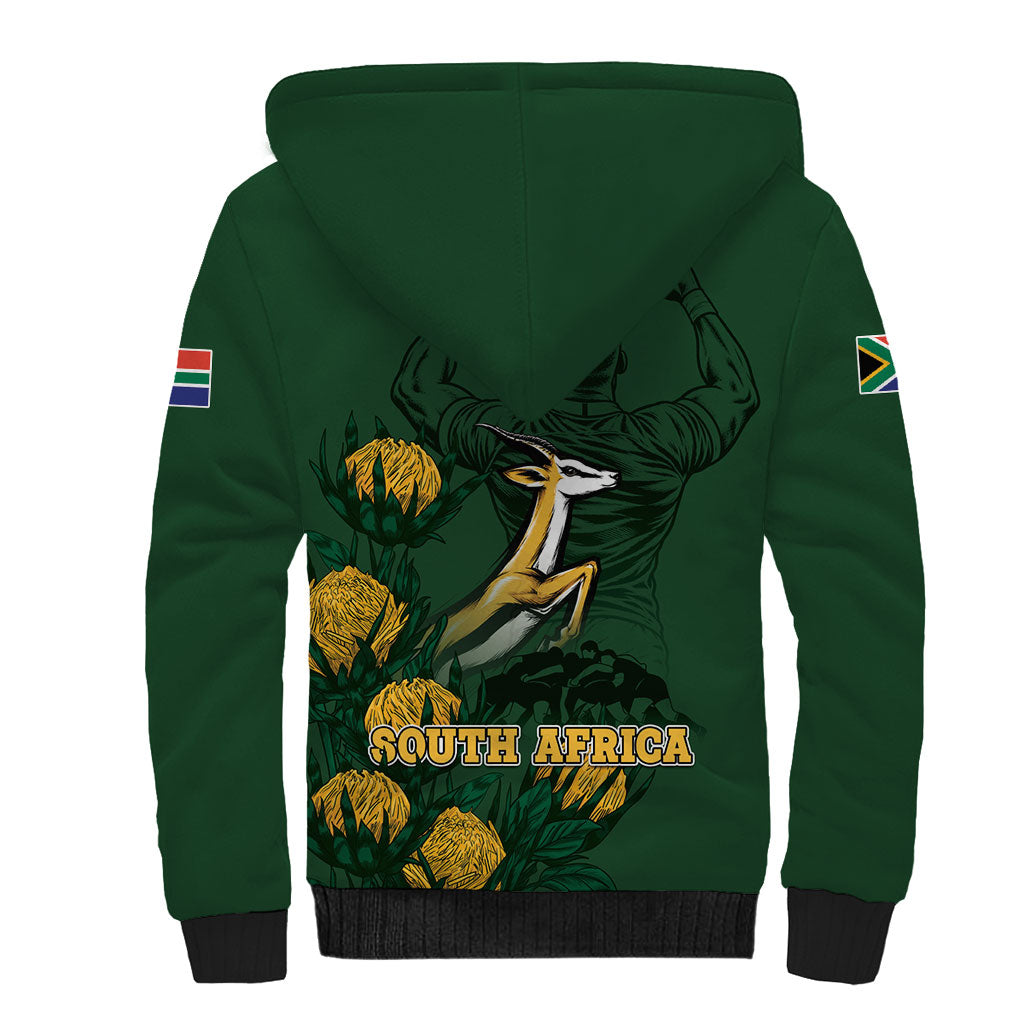 South Africa Rugby Pride Sherpa Hoodie Springbok With King Protea