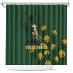 South Africa Rugby Pride Shower Curtain Springbok With King Protea