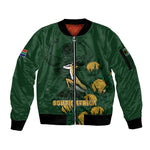 South Africa Rugby Pride Sleeve Zip Bomber Jacket Springbok With King Protea
