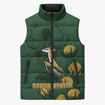 South Africa Rugby Pride Sleeveless Puffer Jacket Springbok With King Protea