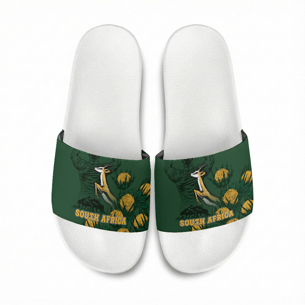 South Africa Rugby Pride Slide Sandals Springbok With King Protea