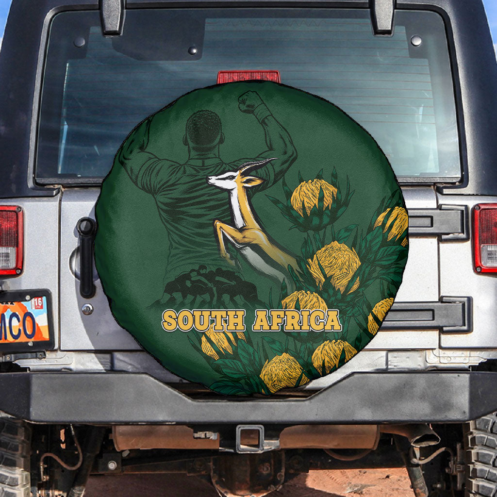 South Africa Rugby Pride Spare Tire Cover Springbok With King Protea