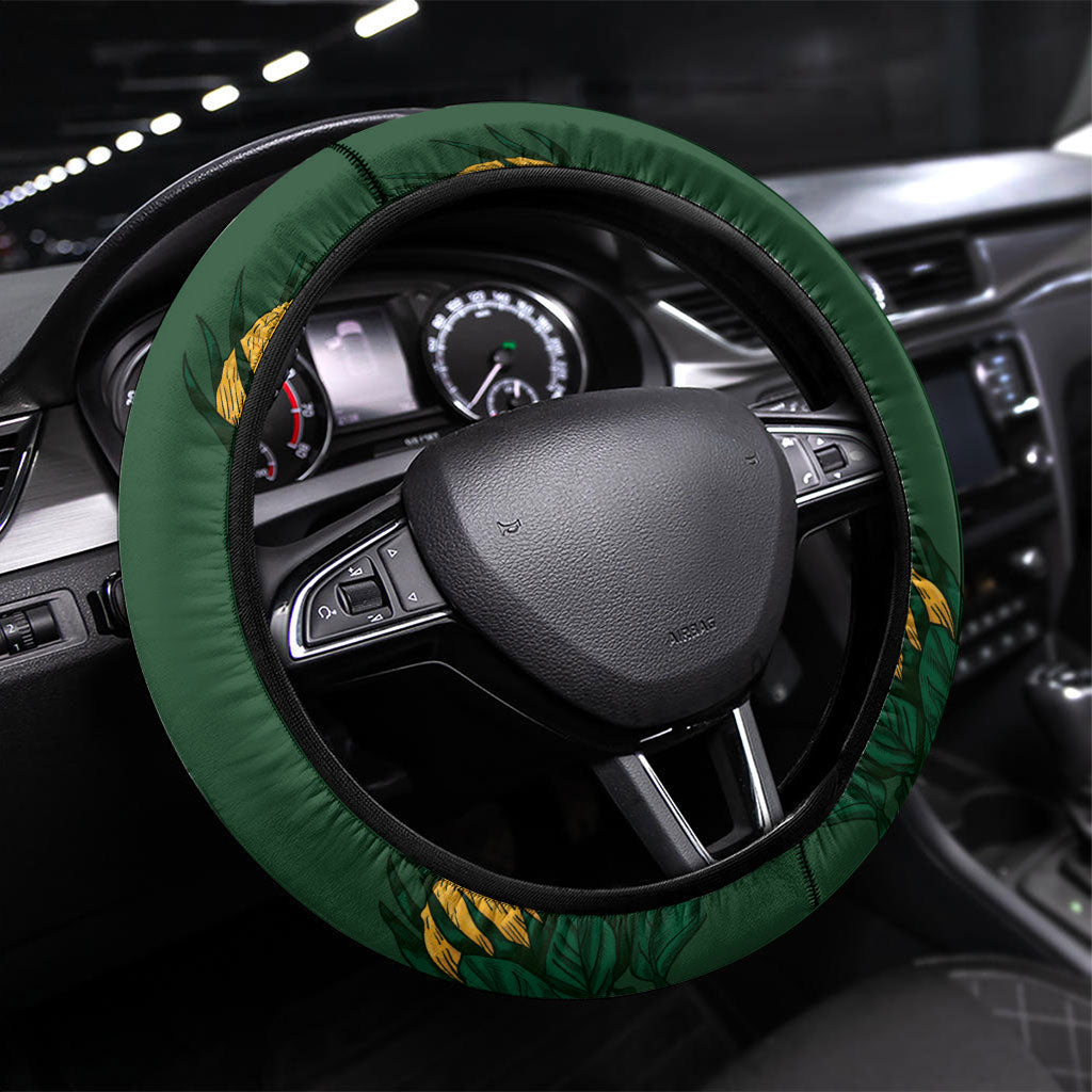 South Africa Rugby Pride Steering Wheel Cover Springbok With King Protea