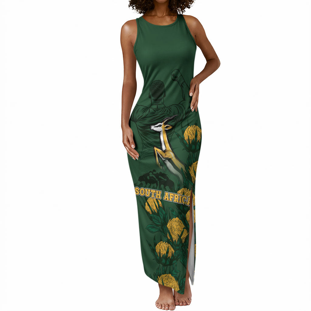 South Africa Rugby Pride Tank Maxi Dress Springbok With King Protea