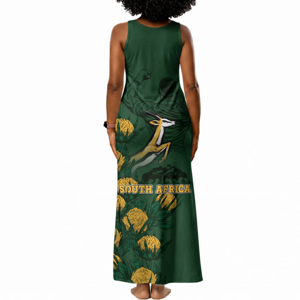 South Africa Rugby Pride Tank Maxi Dress Springbok With King Protea