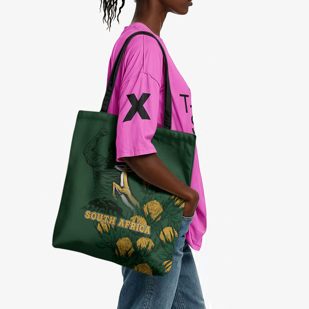 South Africa Rugby Pride Tote Bag Springbok With King Protea