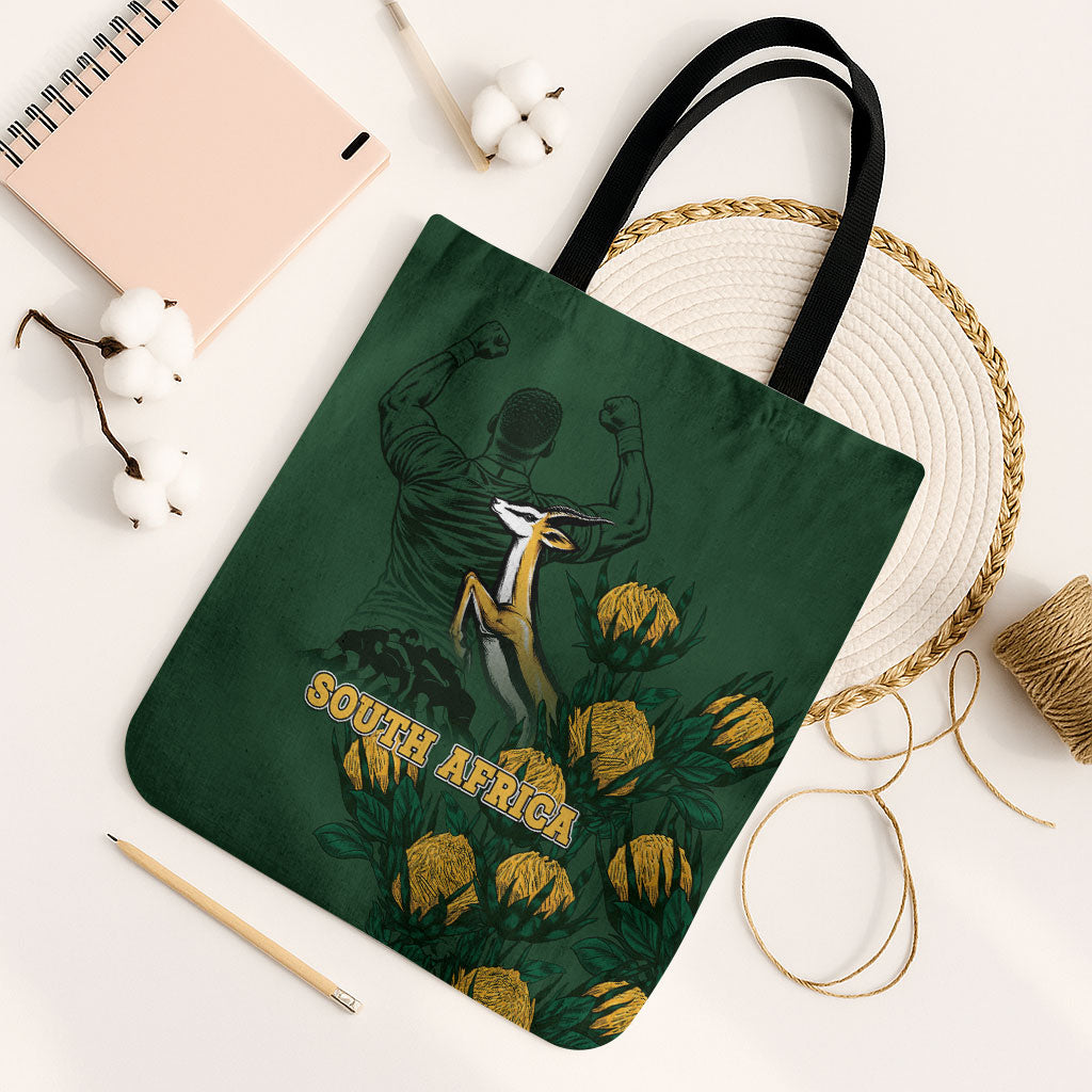 South Africa Rugby Pride Tote Bag Springbok With King Protea