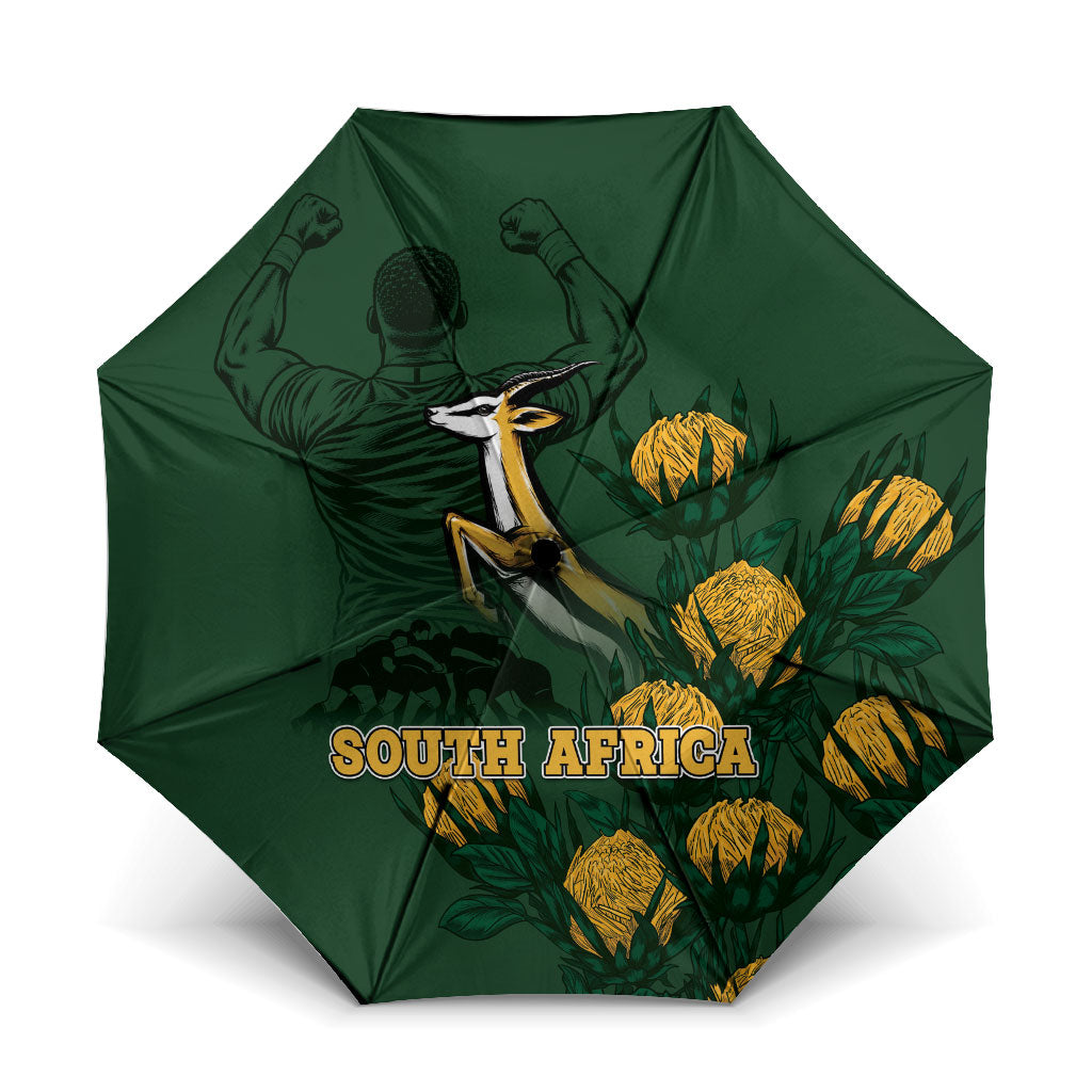 South Africa Rugby Pride Umbrella Springbok With King Protea