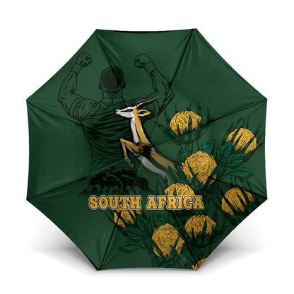 South Africa Rugby Pride Umbrella Springbok With King Protea