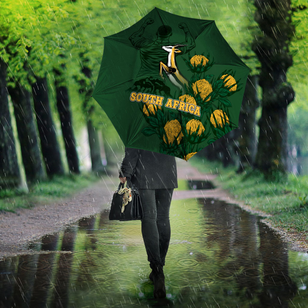 South Africa Rugby Pride Umbrella Springbok With King Protea