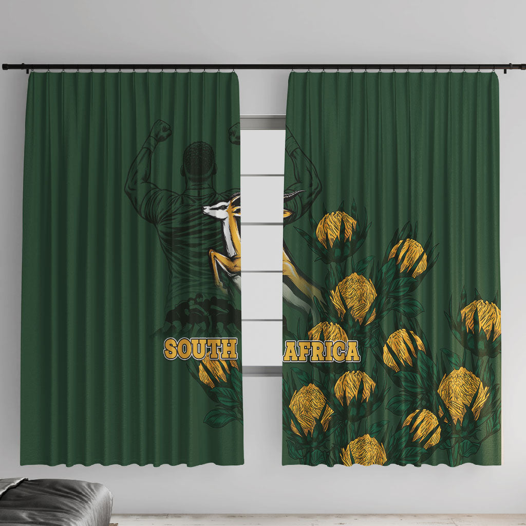 South Africa Rugby Pride Window Curtain Springbok With King Protea