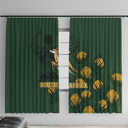 South Africa Rugby Pride Window Curtain Springbok With King Protea