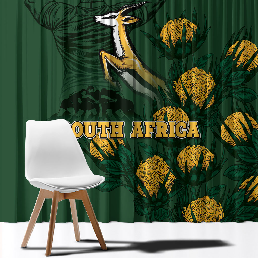 South Africa Rugby Pride Window Curtain Springbok With King Protea