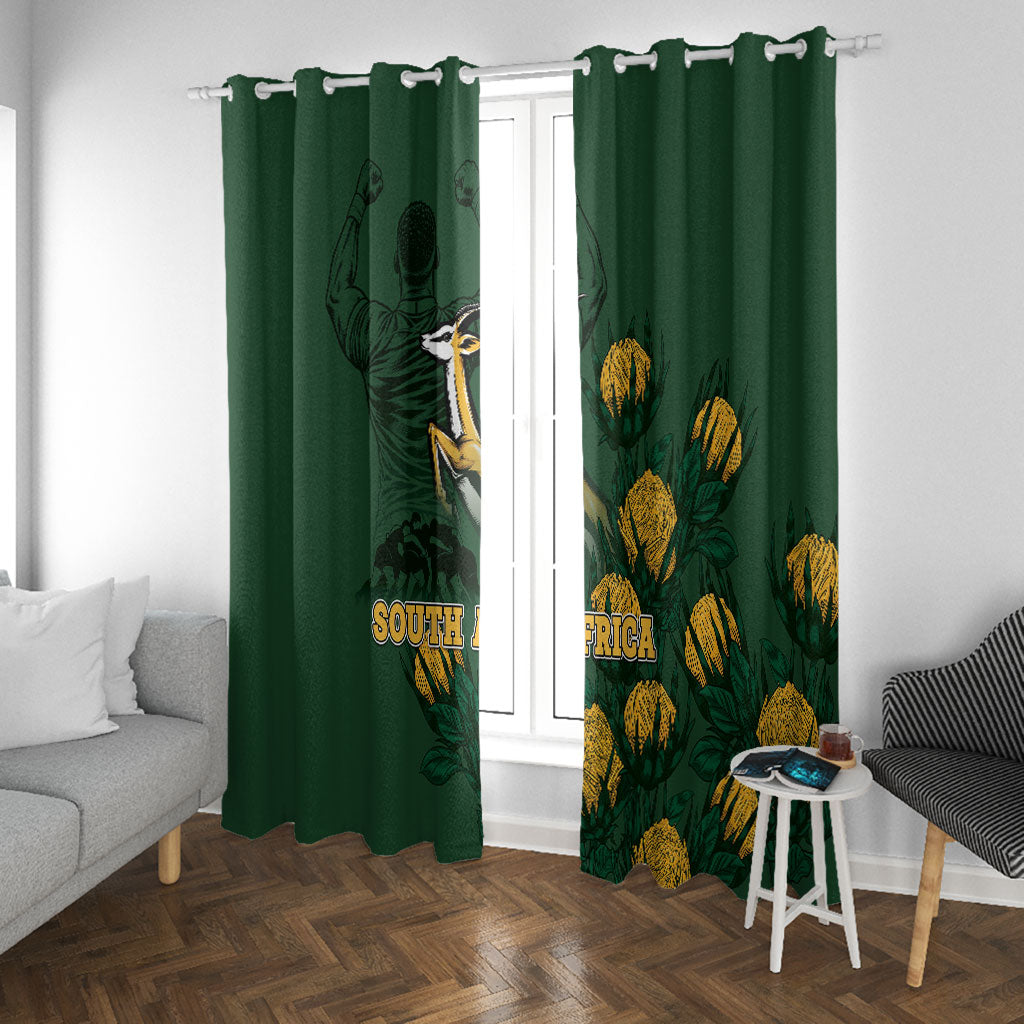 South Africa Rugby Pride Window Curtain Springbok With King Protea