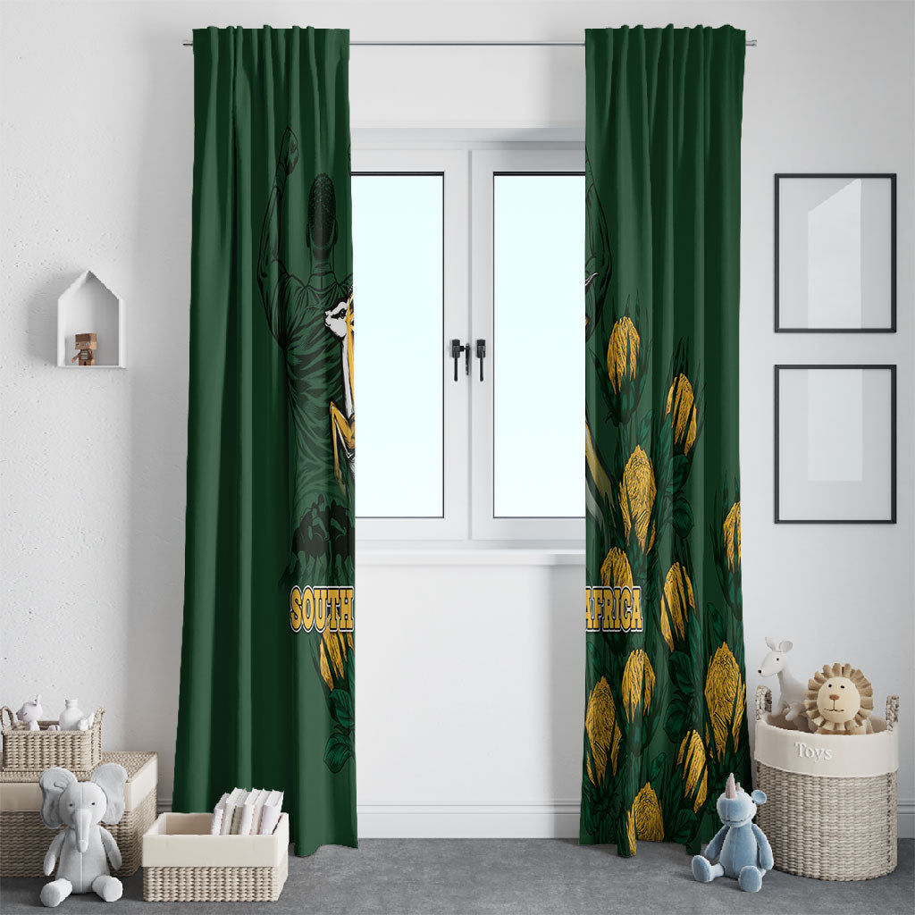 South Africa Rugby Pride Window Curtain Springbok With King Protea