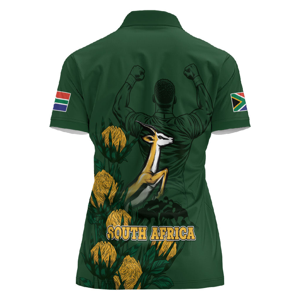 South Africa Rugby Pride Women Polo Shirt Springbok With King Protea