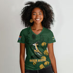 South Africa Rugby Pride Women V-Neck T-Shirt Springbok With King Protea