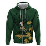 South Africa Rugby Pride Zip Hoodie Springbok With King Protea