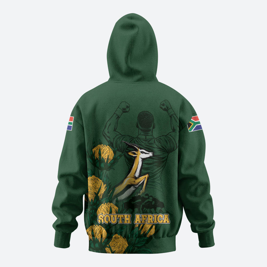 South Africa Rugby Pride Zip Hoodie Springbok With King Protea
