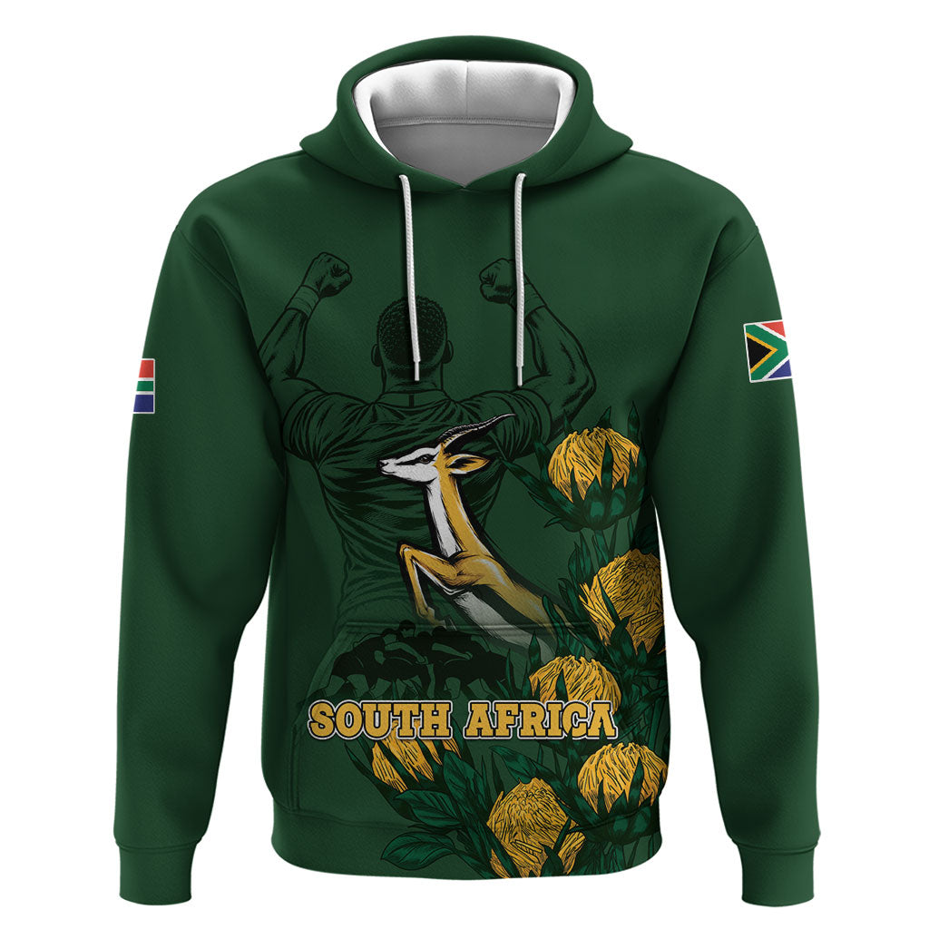 South Africa Rugby Pride Zip Hoodie Springbok With King Protea