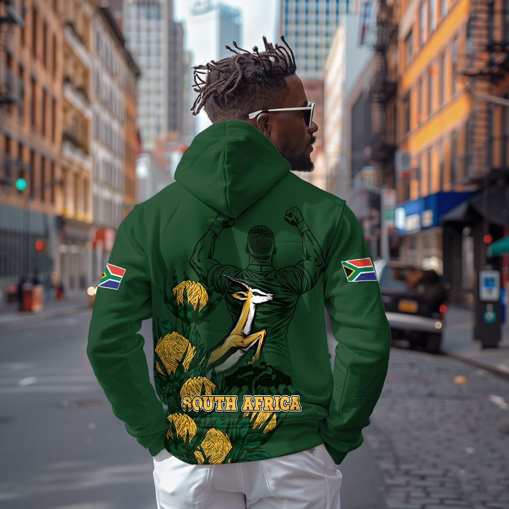 South Africa Rugby Pride Zip Hoodie Springbok With King Protea