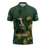 South Africa Rugby Pride Zipper Polo Shirt Springbok With King Protea